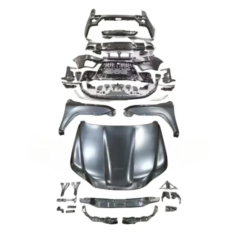 High Quality Black Plastic Full‑Set Upgrade Bodykit Parts, Includes Front Bumper, Grille & Flares, Fitment