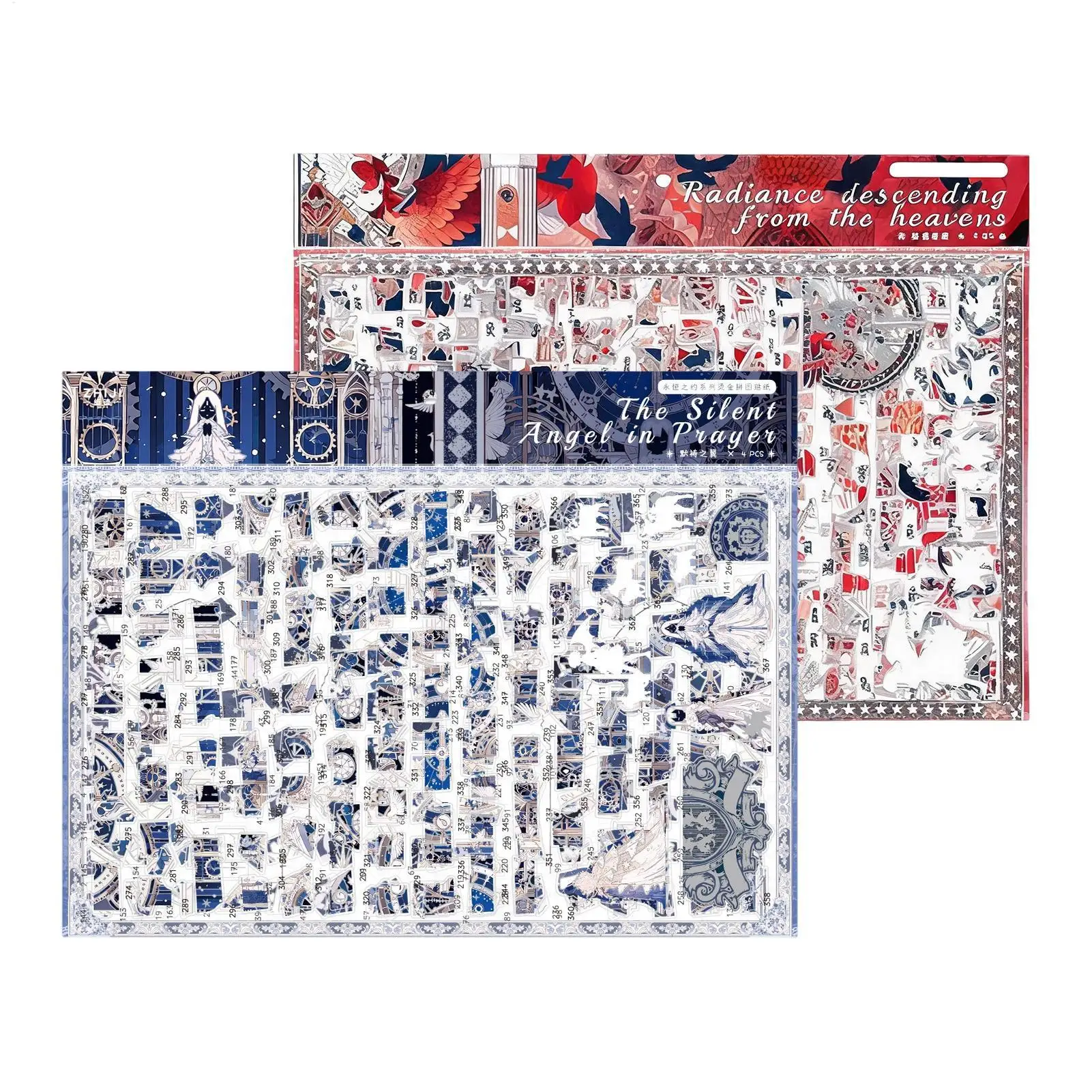 Kids Sticker By Number 4-Sheets Jigsaw Game Art Hologram Foil Mosaic Decoration Sticker Mosaics For Relaxation Mindfulness DIY