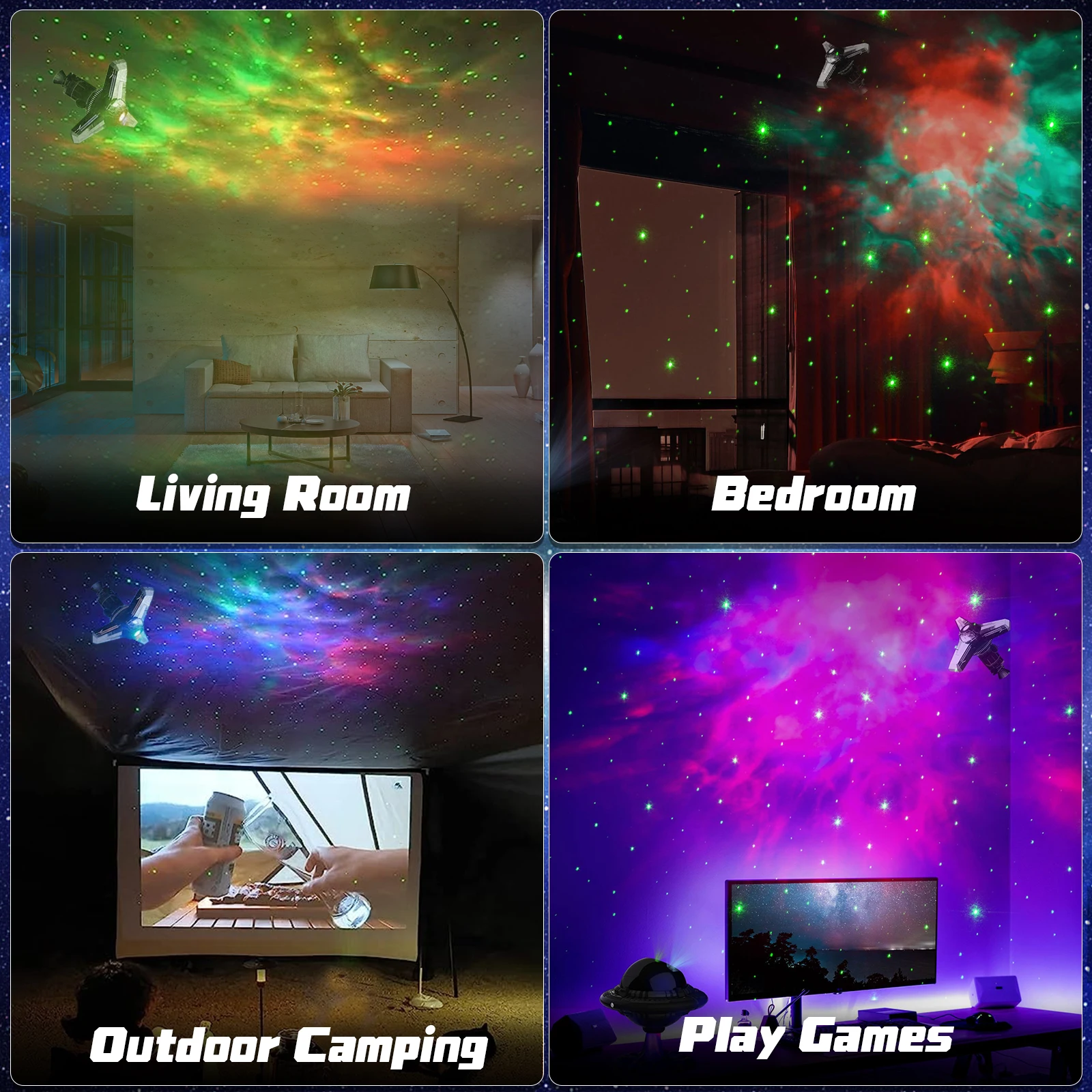 UFO Night Light Galaxy Projector Starry Sky Projector 360° Rotate Planetarium Lamp Kids Bedroom Valentines Day Gift Wedding Deco