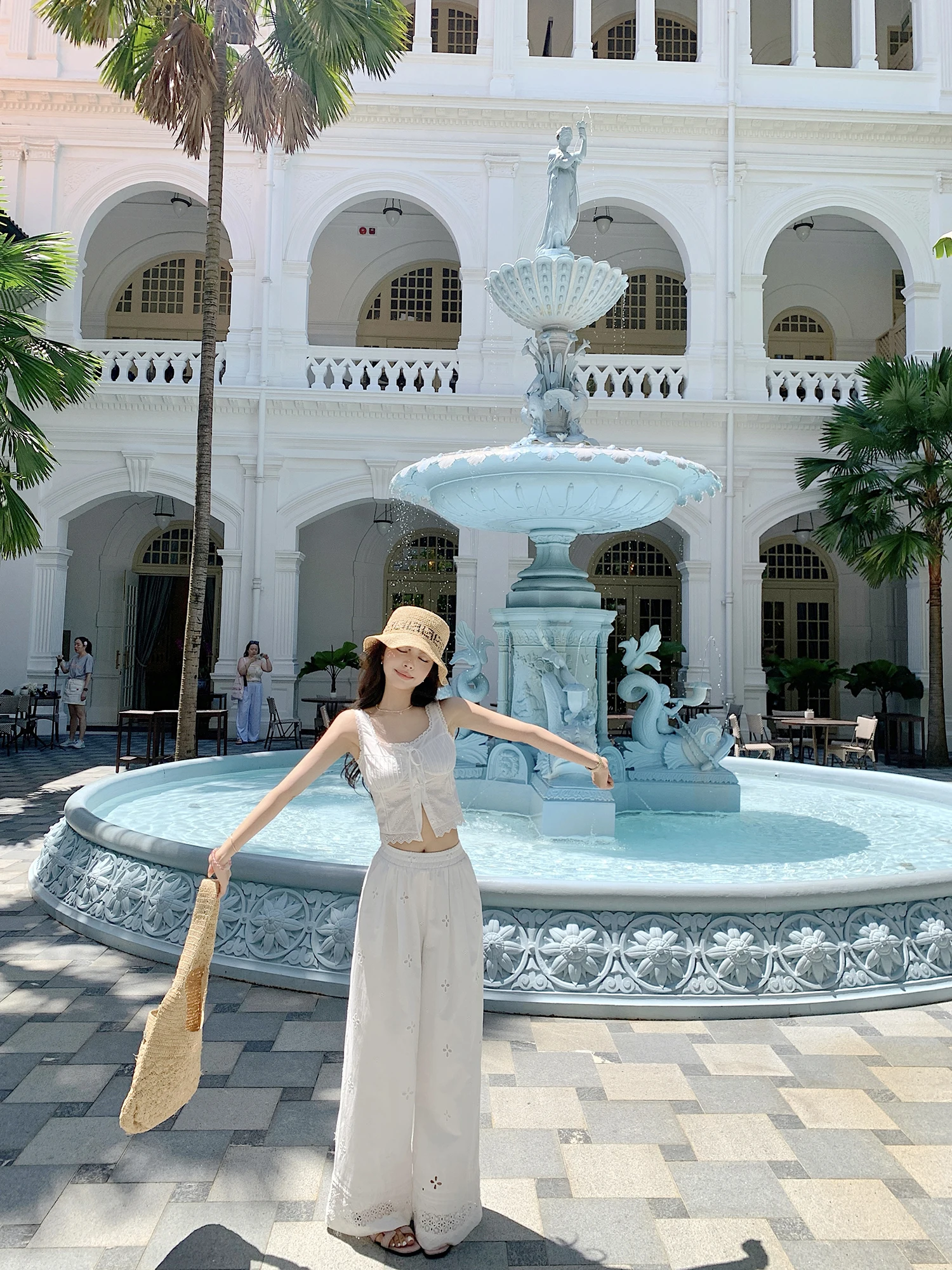 

Lilylikes Summer Afternoon Romantic Heavy Embroidery Lace Top Bottoms Set Tea Break Fashionable Women's Clothing Cotton