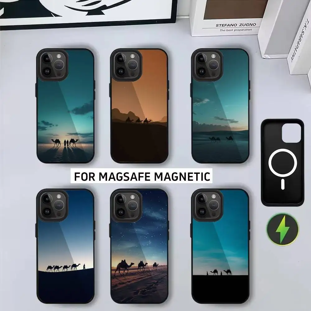 

Desert Night Camel Phone Case For iPhone17,16,15,14,13,12,11 Plus,Pro Max Magnetic For Magsafe Wireless Charging