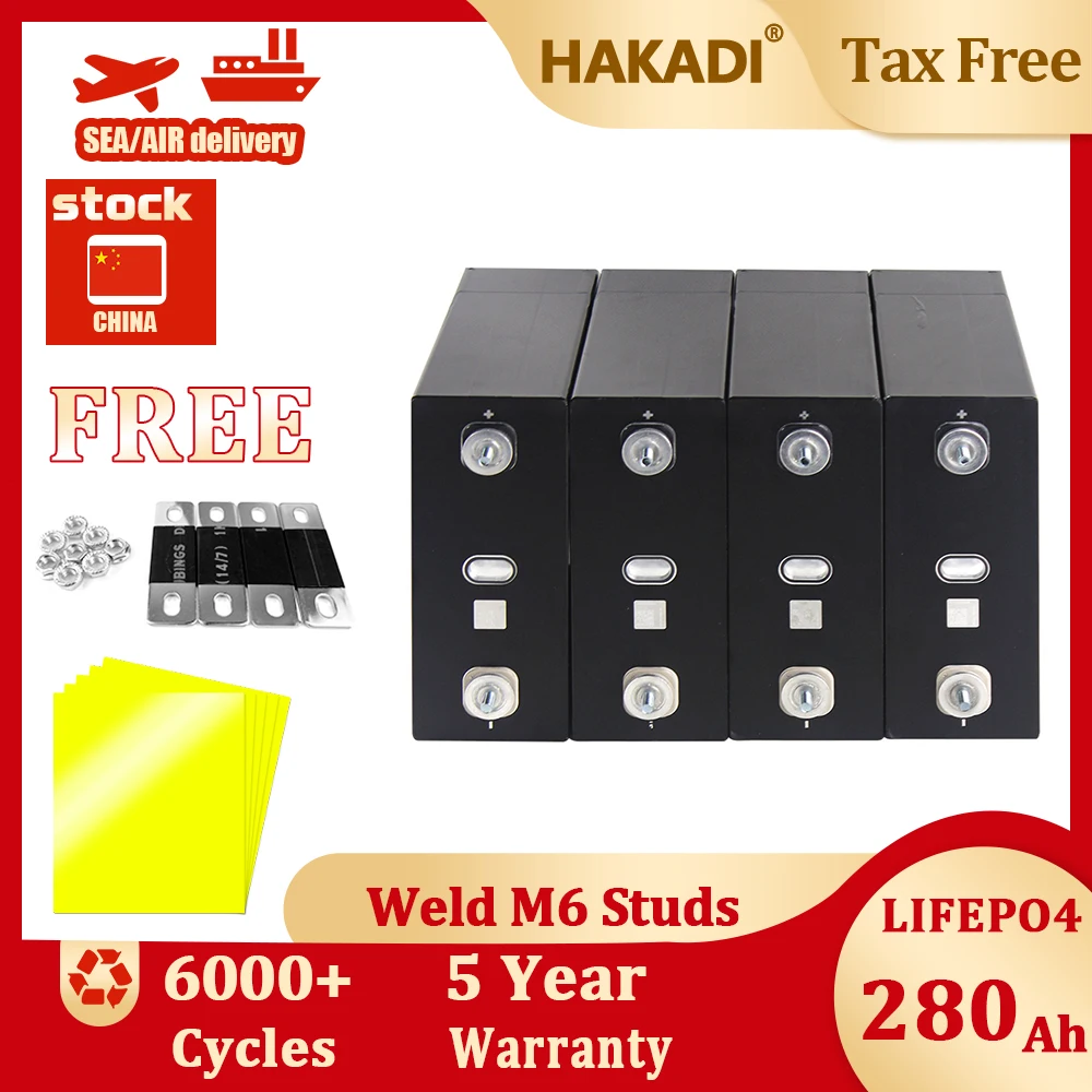 HAKADI Lifepo4 قابلة للشحن 3.2 فولت 280Ah 314Ah العلامة التجارية الأصلية الجديدة بطاريات SUNWODA 4-16 قطعة لتقوم بها بنفسك 48 فولت قارب تخزين الطاقة الشمسية