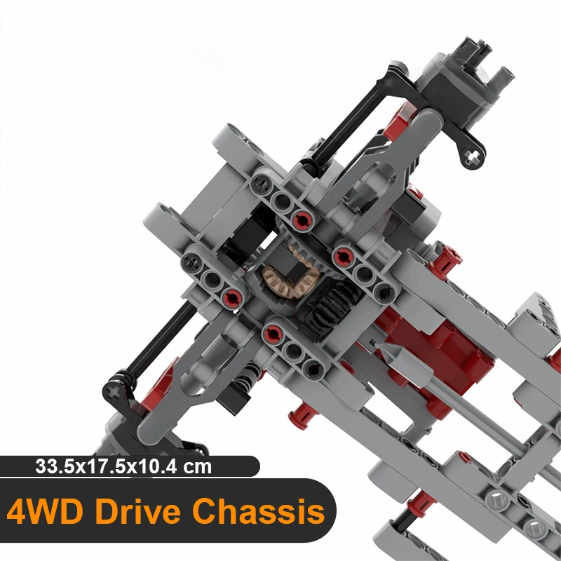 4WD Chassis Vehicle Independent Suspension Differential Steering Axle Compatible with Building BlocksTechnical Parts Toys