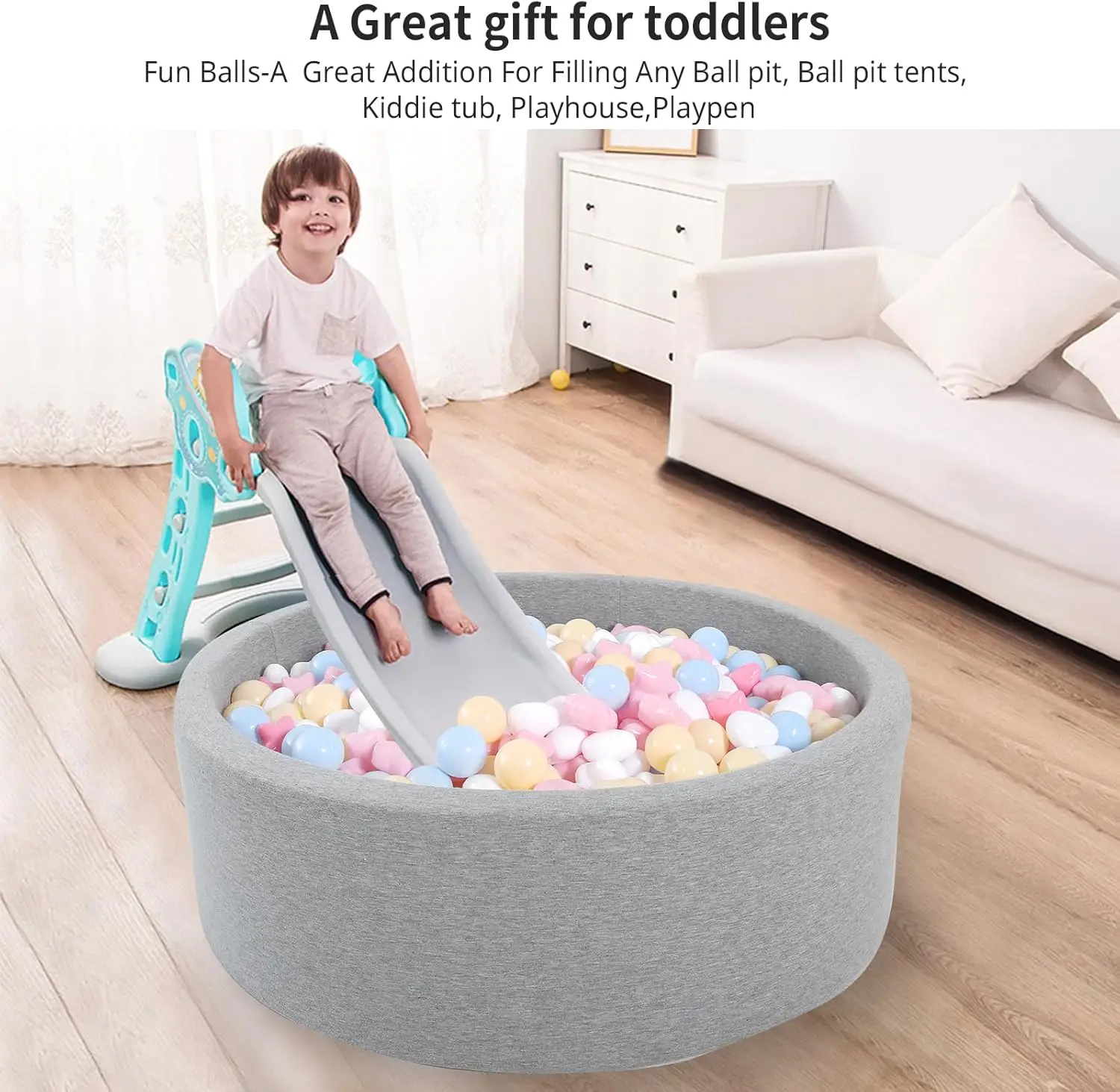 Ball Pit Ballen 200 STKS Snoep Kleuren, Plastic Ballen voor Peuters Ftalatvrij BPA Gratis Verpletterende Ballen in Herbruikbaar Speelspeelgoed