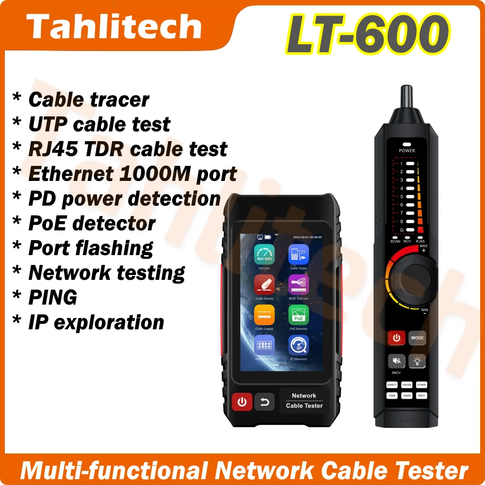 Kabelzoeker en UTP RJ45-tester netwerkkabeltester LAN-tester 4 inch IPS touchscreen gereedschapskist LT-600M / LT-600T / LT-600S