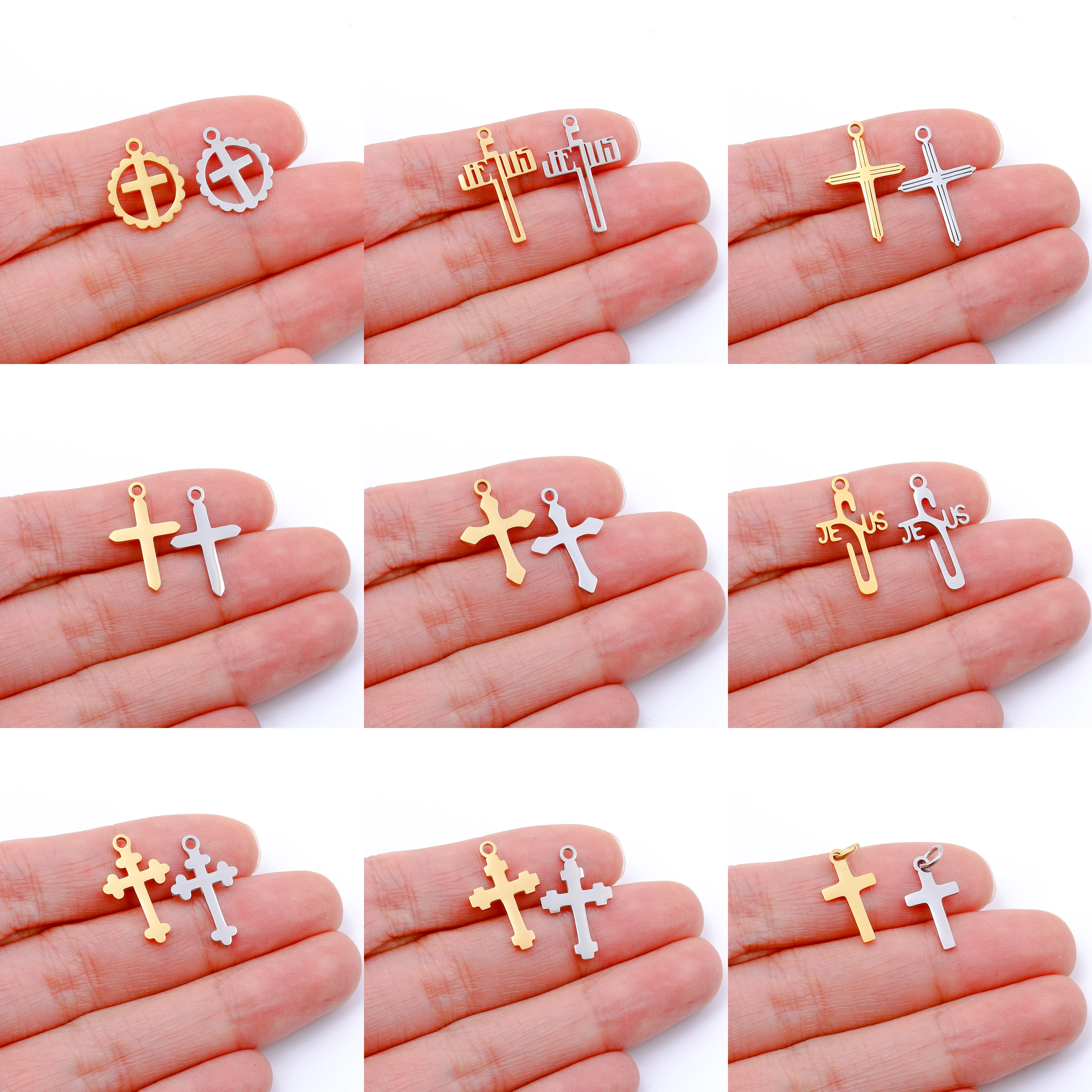 5pcs/Lot Stainless Steel Cross Charms For Jewelry Making Crosses Pendant Charm Necklace Bracelet Earrings Diy Accessories - Image 5