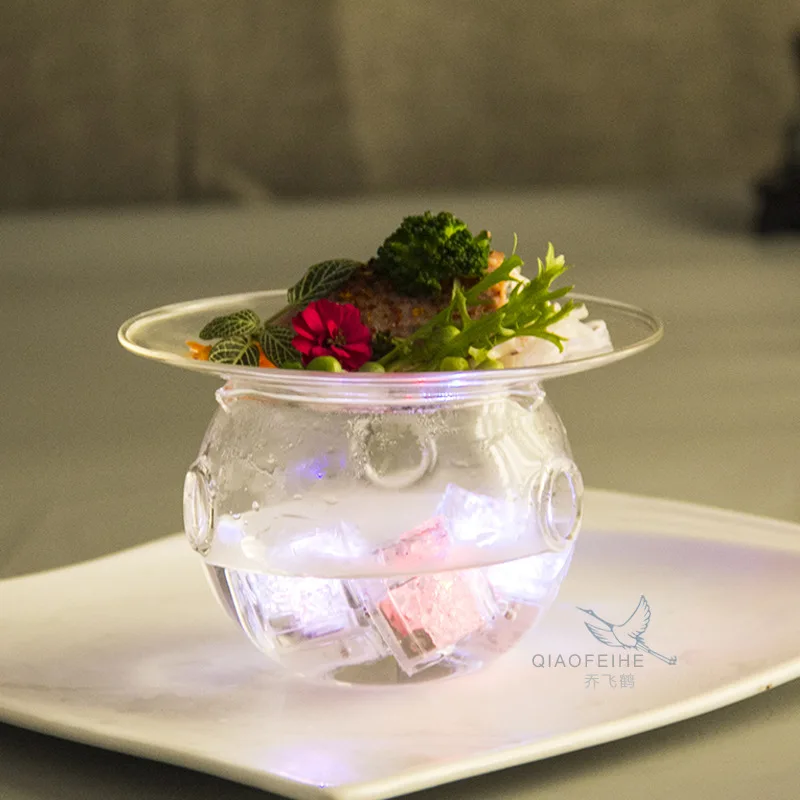 Handmade Glass Salad Bowls Specials Dry Ice Artistic Conception Bowl Molecular Delicacies Creative Tableware Cooking Hollowware