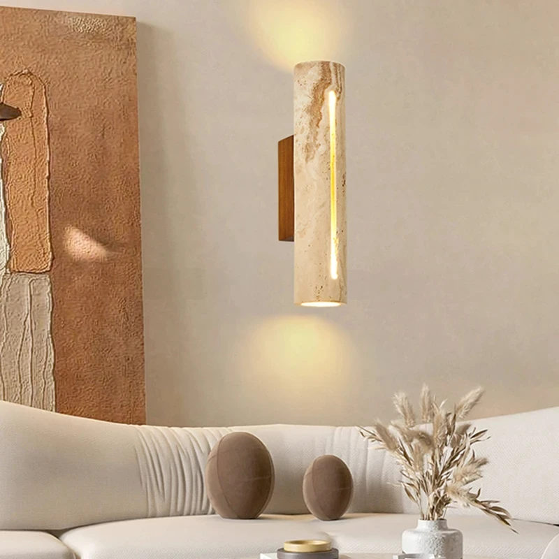 Imagem -02 - Stone Wood Indoor Wall Lamp Iluminação Atmosfera Quarto Escadas Sconce Parlor Lâmpada E27 Art Deco Dropshipping Natural