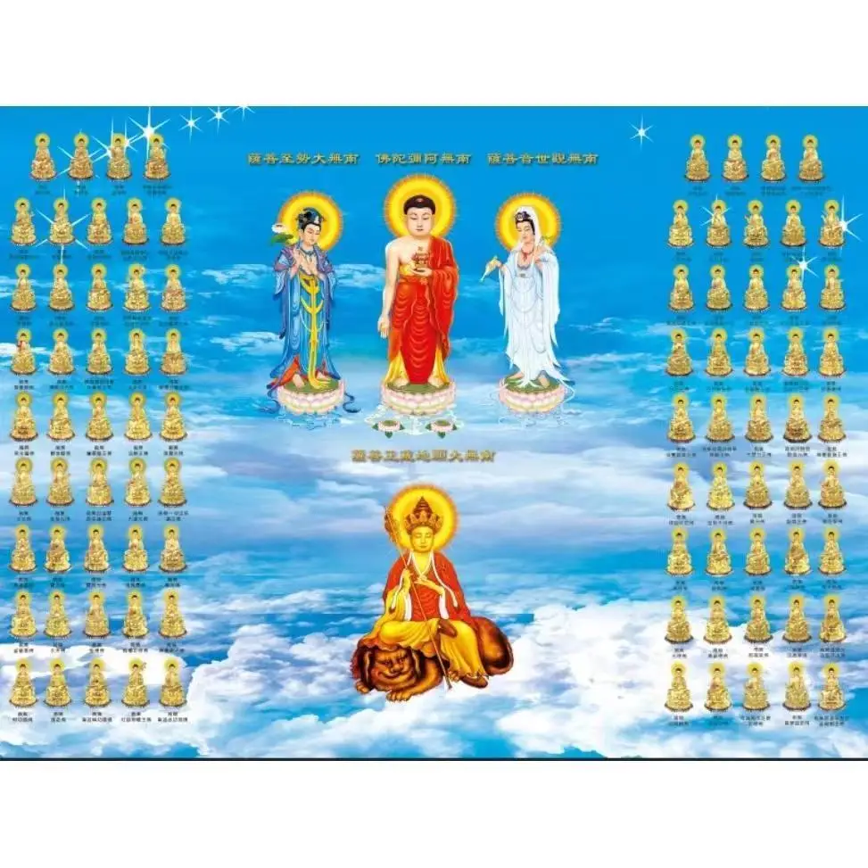 Eighty-eight Buddha statues of the three Western saints of the Earth, the Buddha's portrait hanging pictures of the picture pape