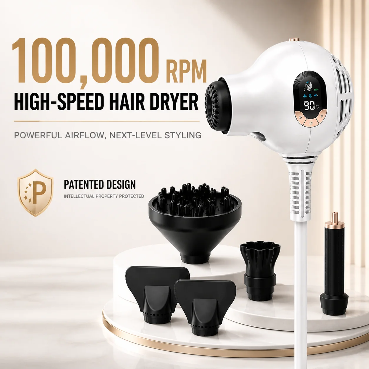 Portable hair dryer, straight hair/curly hair/blow-drying all-in-one machine, one-step blow-drying setting device