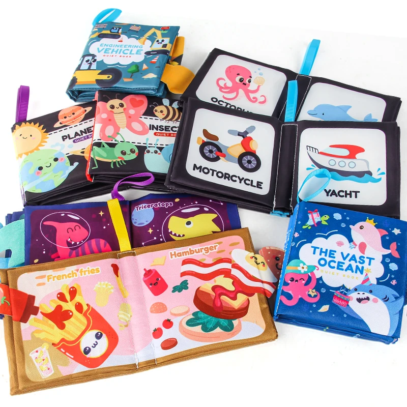 Livro de pano para bebês ensina brinquedo sensorial educacional precoce para crianças