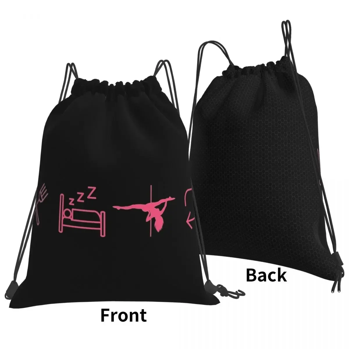 Eat, Sleep, Pole Dance, Repeat - Black Icons Backpacks Casual Portable Drawstring Bags Sports Bag BookBag For Man Woman Students