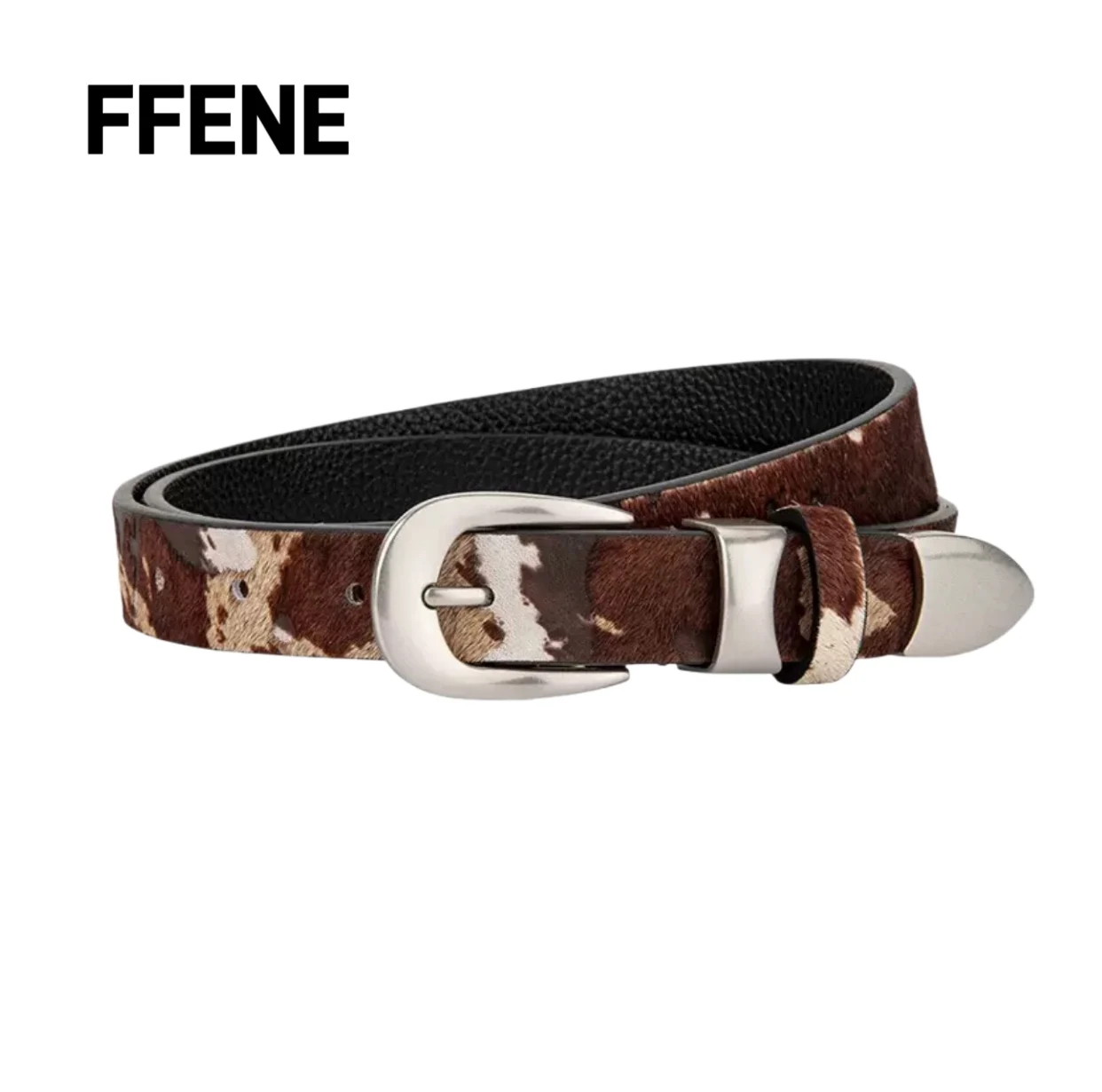 

Retro genuine leather women's waistband, first layer cow leather, cow print, high-end, trendy, European and American style