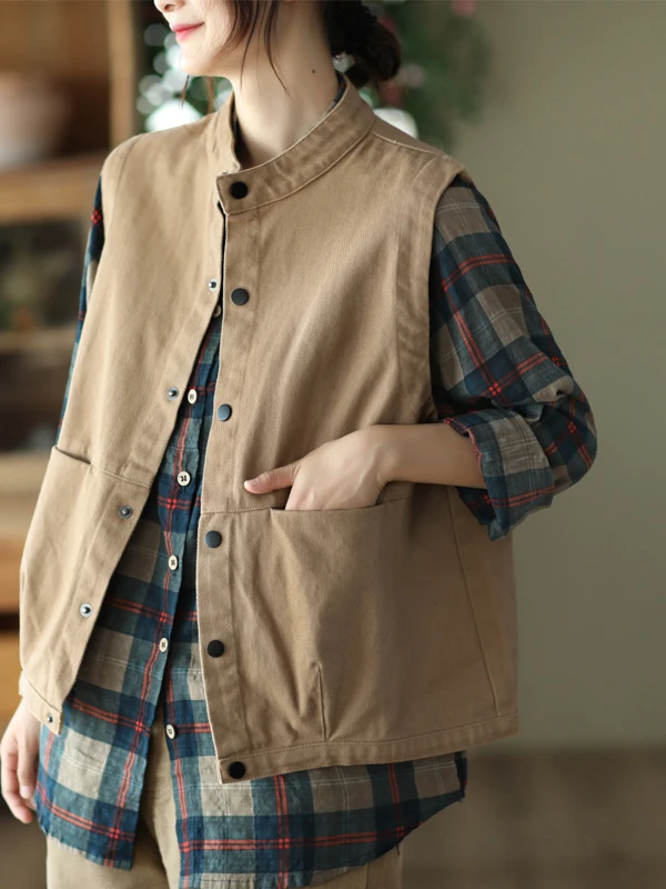 

Authentic Fall New Vintage Twill Loose ort Svel Quali Vest Jaet Pure Cotton Casual Versatile Sli Chinese Made