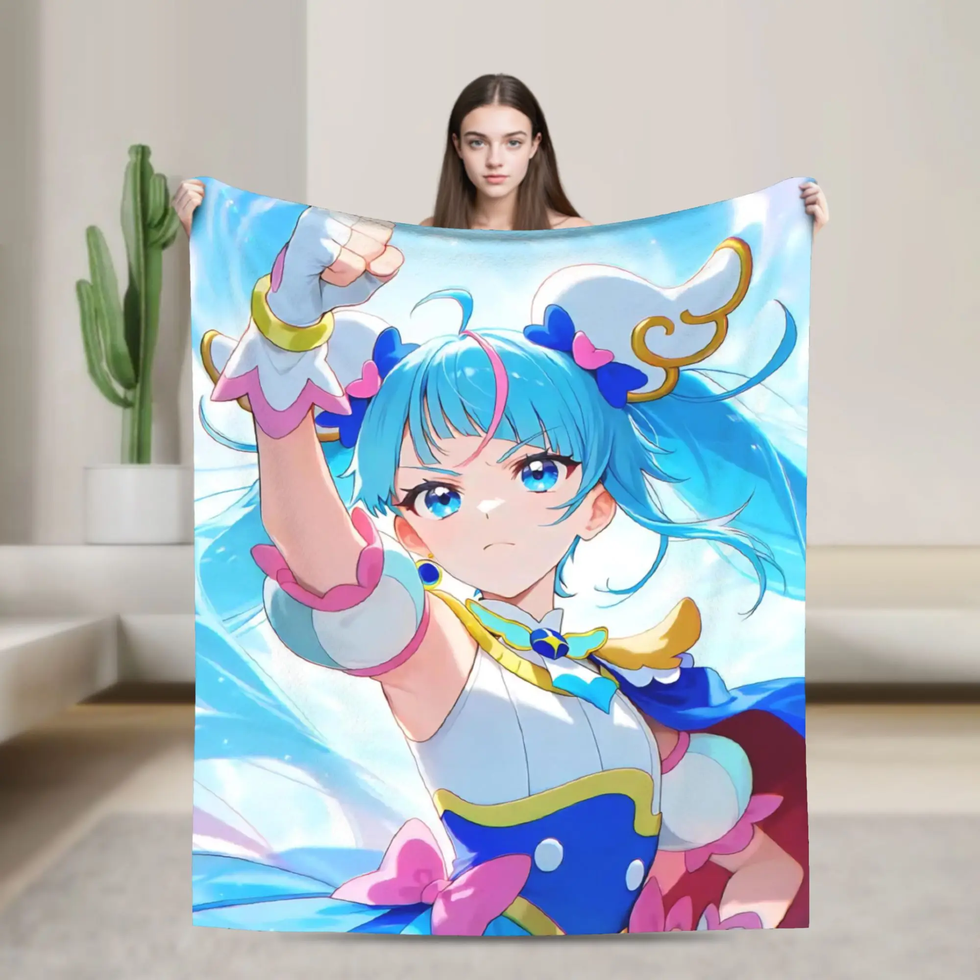 Super Soft Soaring Sky Pretty Cure Throw Blanket Premium Flannel Fleece Lightweight Bed Blanket Fuzzy Plush Bedspread All Season