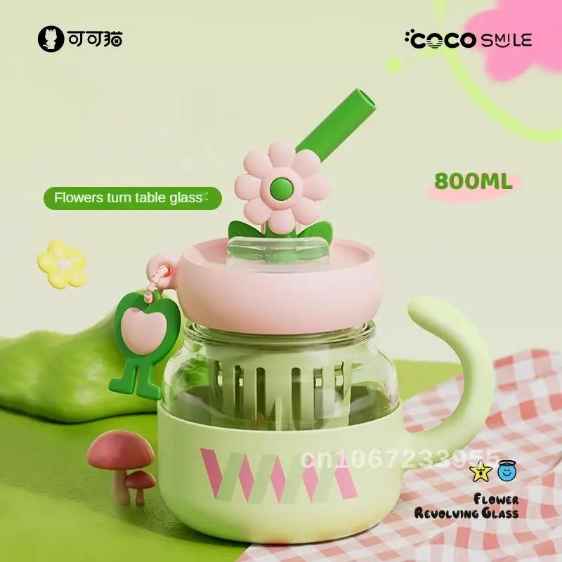 

Water Bottle Good-Looking Office Large Capacity Heat-Resistant Cold-Resistant Ton Bubble Glass Straw Cup Kettle