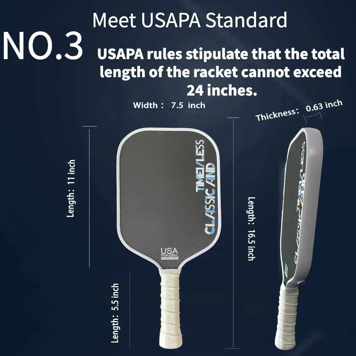 SONGYI Pickleball Paddle 3K Raw Carbon Fiber Surface   with 16mm Polypropylene Honeycomb Core USA Pickleball Approved - Image 3