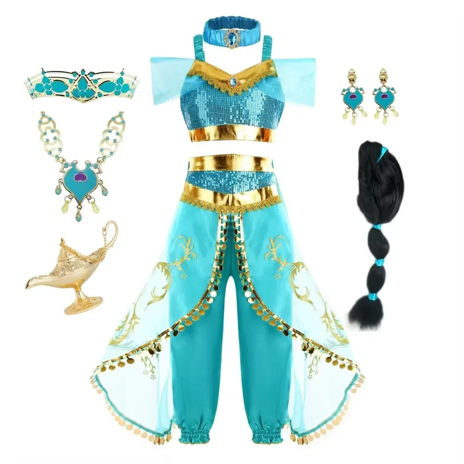 Jasmijn Meisjes Aladdin Kostuum Halloween Prinses Jurk Kinderen Verjaardagsfeestje Kerst Arabische Cosplay 4 5 6 7 8 9 10 jaar