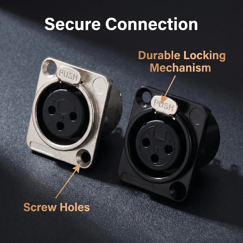 XLR 3Pin Male Female Panel Chassis Mount Jack Connector Metal XLR 3 Core Audio Socket for Microphone Mixer Speaker 1/2/5Pcs