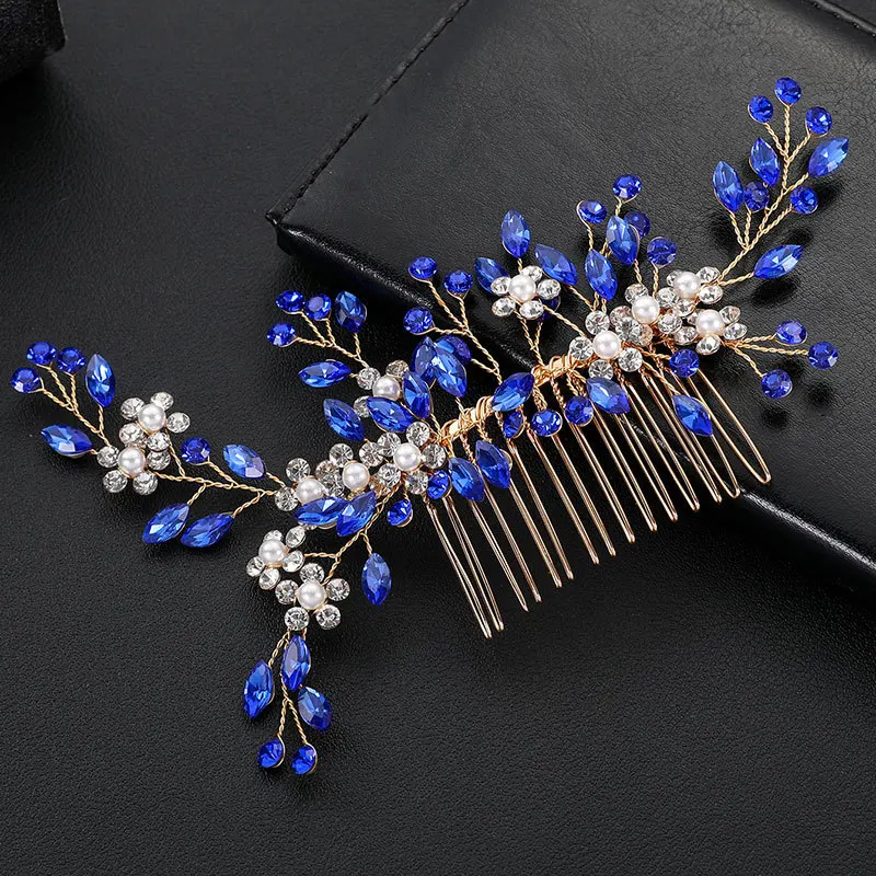 SLBRIDAL Handgefertigter Braut-Haarkamm mit Strass und Opal-Kristallen, Hochzeits-Kopfschmuck, Haaraccessoires für Brautjungfern und Frauen – Detail 7