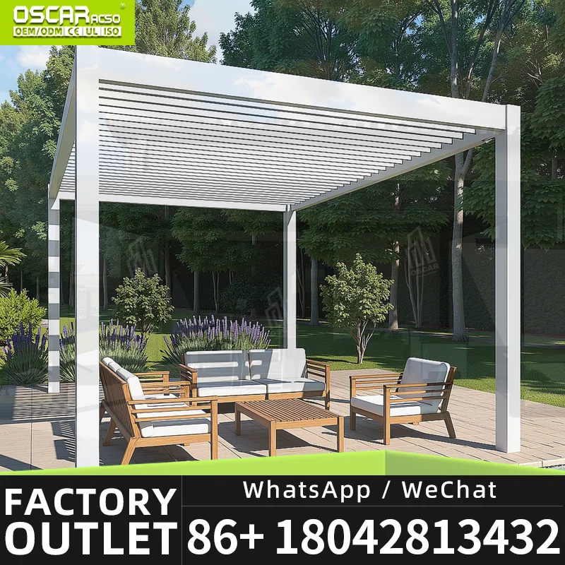 Aluminium Outdoor Motorized Louvered Roof Bioclimatic Patio Pergolas for Garden Backyard Balcony pergola