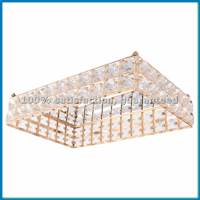1PC Square Crystal Tray Household Cosmetics Storage Pallet Fruit Container Snacks Plate Wedding Decor Supplies -Gold-AT35