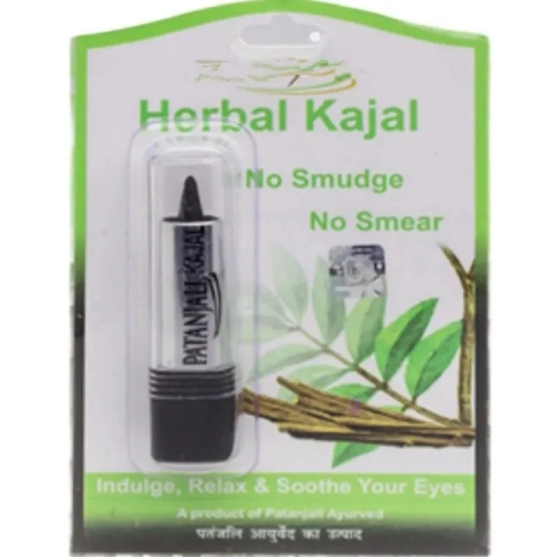 Patanjali ziołowy Kajal Kohl czarny naturalny eyeliner w sztyfcie łagodzi narzędzie do makijażu oczu-3GM -NO SMUDGE SMEAR