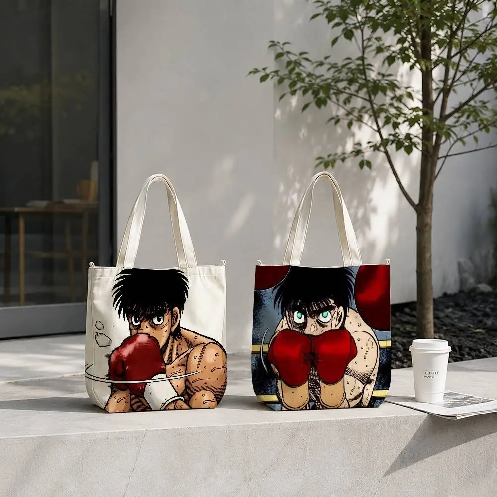 Boxing H-Hajime no Ippo Clear Tote Bag for Women Reusable Shopping Tote Bag Zippered Shoulder Bags Print