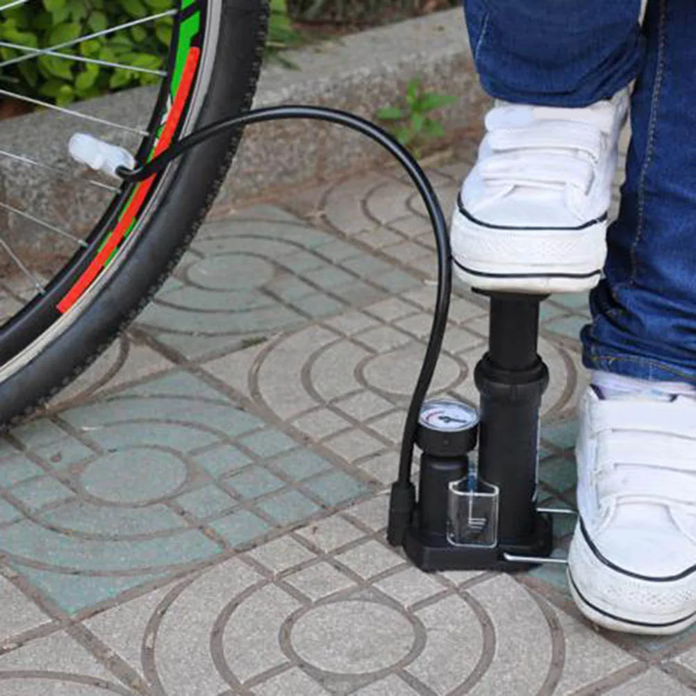 Portable High Pressure Mini Foot Pump Multifunction Inflator 100psi Gauge ABS Heat Resistance Low Temperature