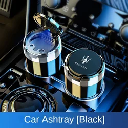 휴대용 LED 연기 자동차 재떨이 담배 재 홀드 컵 마세라티 지브리 Quattroporte Levante SQ4 GTS 용 자동 조명 재떨이