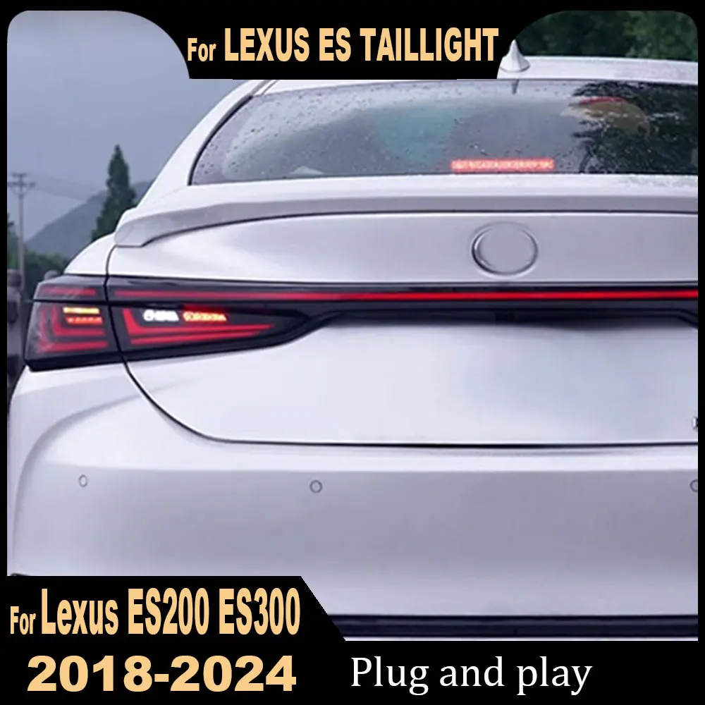 

1 комплект автомобильных задних фонарей для Lexus ES 2018-2024 до 2025 года, светодиодный сквозной задний фонарь, динамический указатель поворота, задний фонарь в сборе