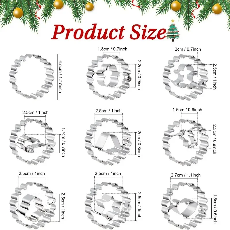 Christmas Cookie Cutters and Stamps Metal Mini Xmas Tree Gingerbread Snowflake Shape Fondant Biscuit Mould Baking supplies