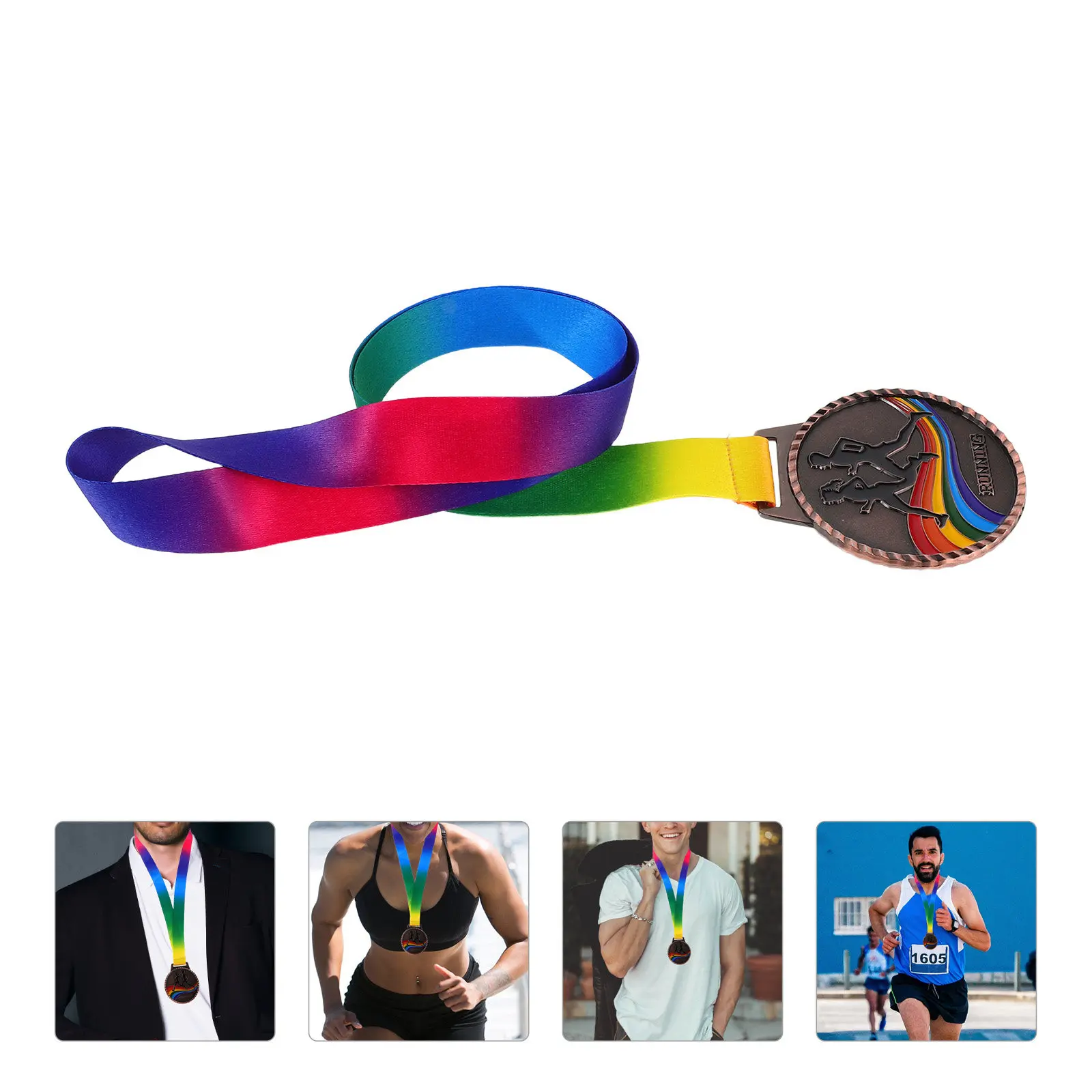 

Медаль для марафонских забегов на открытом воздухе из цинкового сплава с лентой на шею для участников спортивных соревнований по легкой атлетике
