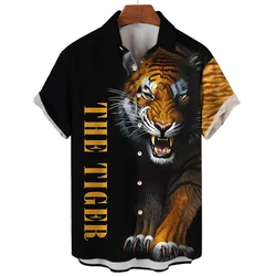 Animal Tiger 3D Print Hawaiian Beach Shirts Men Women Casual Fashion Streetwear Short Sleeve Shirt Male Tops Blouse Man Clothing