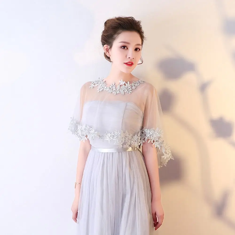 Wedding Accessories Evening Party Capes Dress Capes Short Wrap Women Wraps Bridal Wedding Capes Lace Flower Shawl Transparent view 6