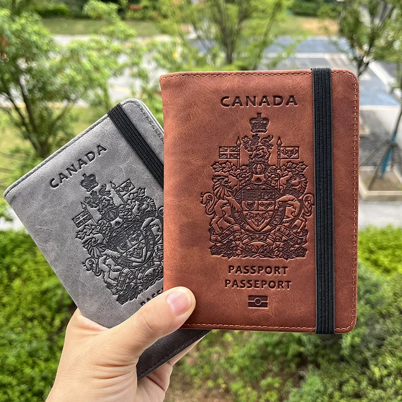 Acessórios de viagem canadense capa de passaporte protetor de couro do plutônio capas para o transporte da gota do passaporte