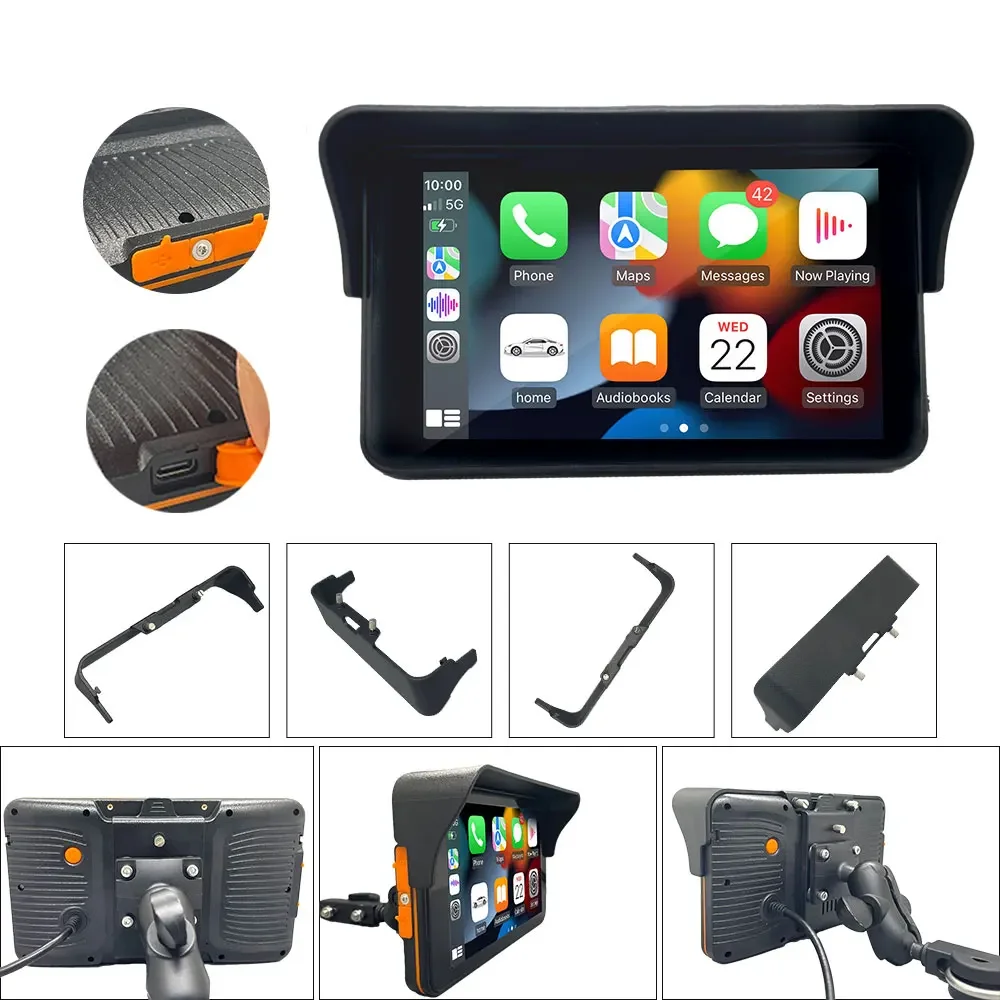 7-дюймовая беспроводная мотоциклетная навигация IPX7 Водонепроницаемый Carplay Android Auto Встроенный BT Сенсорный экран Monior HD Производитель дисплеев