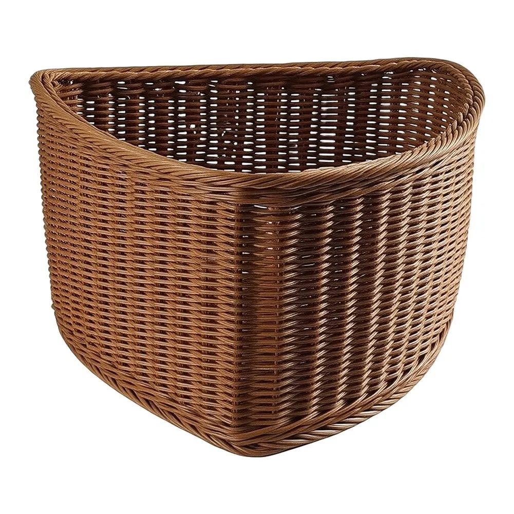 Rustic-Look Corner Storage Basket Designed for Triangular Placement to Support Orderly Arrangement in Compact Interiors