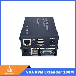 100M 200M 300M VGA USB KVM Extender over Cat5e/6 Cable 1080P VGA USB KVM Ethernet Extender Video Transmit Support Keyboard Mouse