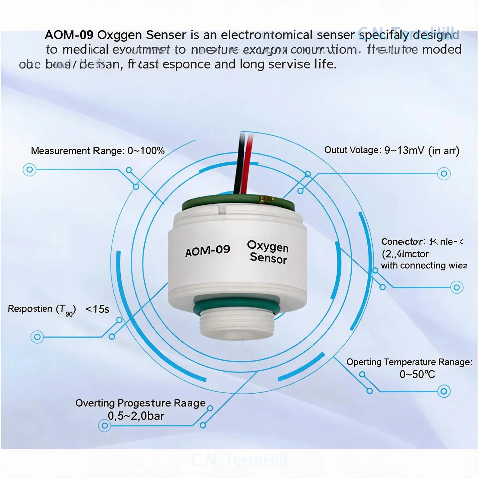 Oxygen Sensor Module M-09 Replacement for GO-09 Oxygen Cell Concentration Probe MAX-14