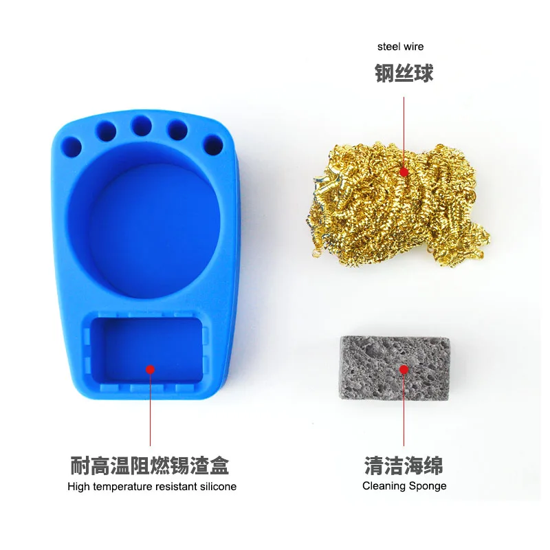 1Pcs High temperature resistant silicone solder cleaning ball box soldering iron tip cleaner copper wire Storage Cleaning sponge