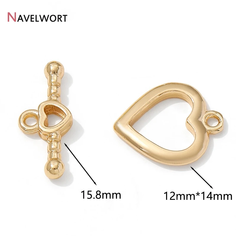 14K Gold Plated Brass Heart OT Clasps Toggle Clasps Hooks Connector,For Bracelet Necklace Making Accessories,Jewelry Materials view 4