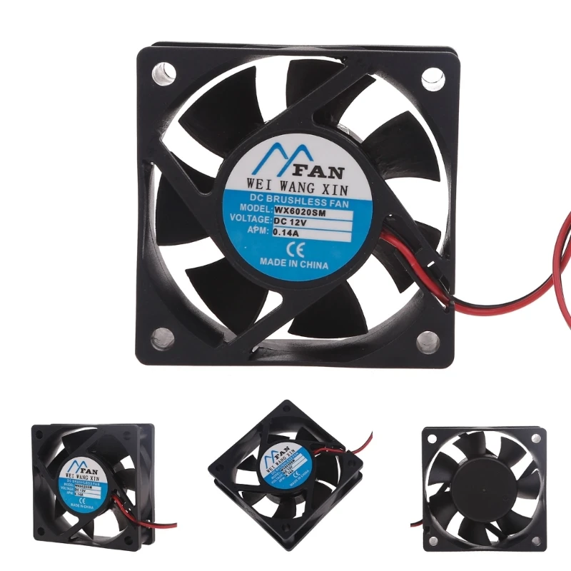 4500RPM CPU Cooling Fan 6020 0.2A 60mm for C Brushless Sleeve Bearing Temperature Control Server  Fans 2Pin