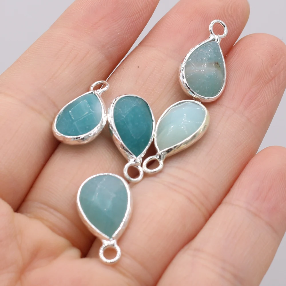 5PCS Natural Stone Water Water Drop Shaped Gilt Edge for DIY Necklace Bracelet Jewelry Making Beautiful Fashionable 10x18mm