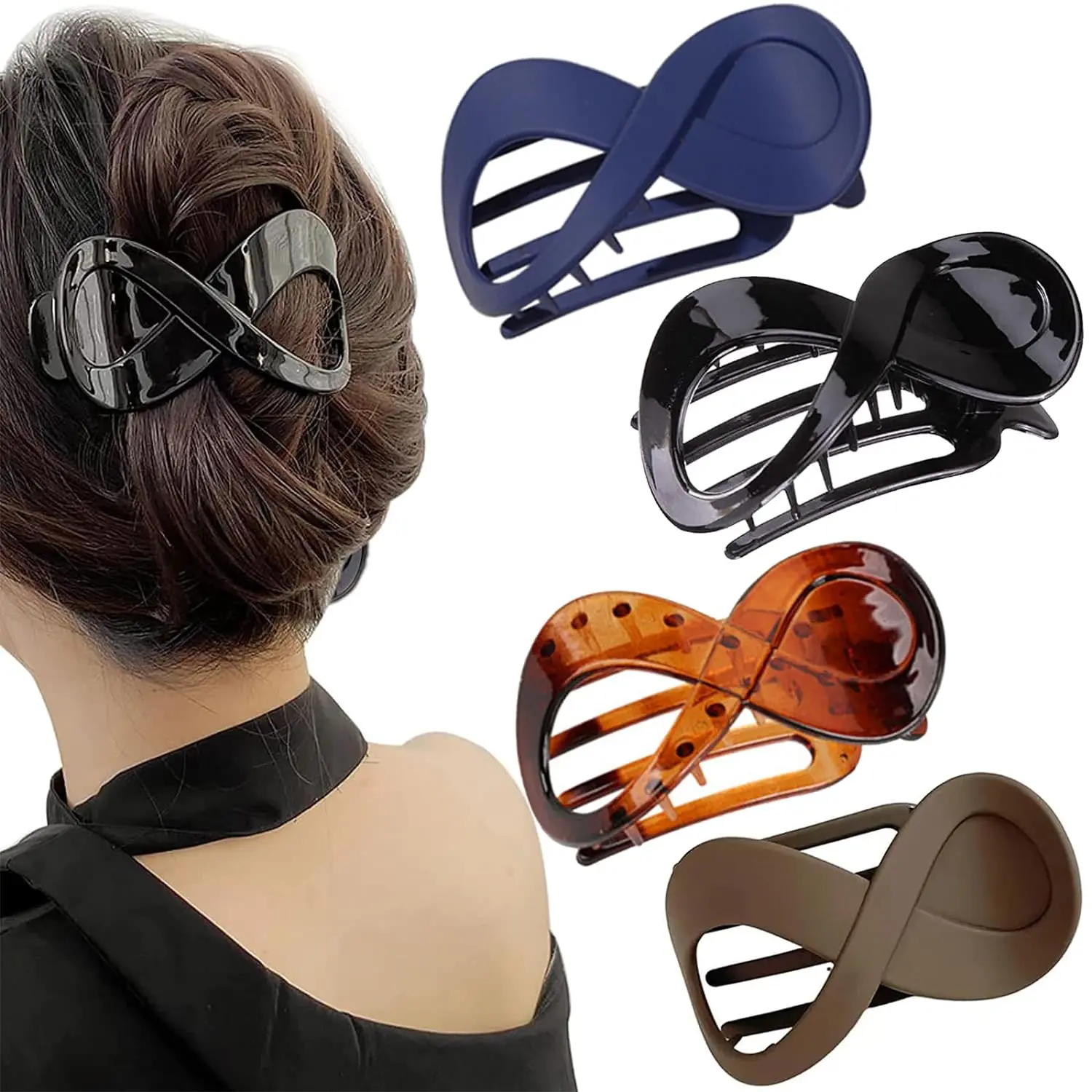 Fashion 8-shaped Hair Claw Clip Non-Slip Strong Hold Grip Hairpin Women Infinity Symbol Duckbill Thick Hair Barrettes Back Head