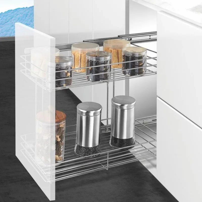 Kitchen very narrow cabinet side basket Amazon condiments two layers sidebasket small size cabinetrack storage