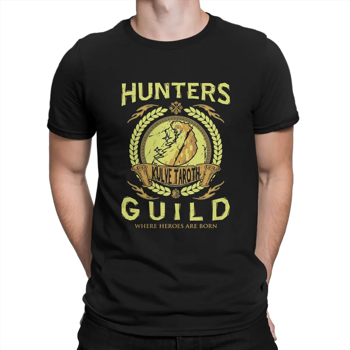 Kulve Taroth Hunters Guild T Shirts Men Cotton Casual T-Shirt Crew Neck Monster Hunters Tee Shirt Short Sleeve Tops Adult