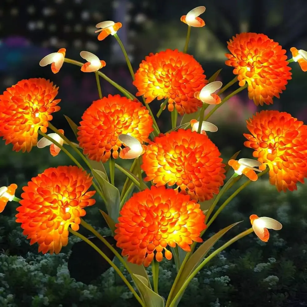 Solar Honeycomb Flower Lawn Light Outdoor Garden Decoration Swaying Bee Lamp Waterproof Decorative Yard Pathway Lamp