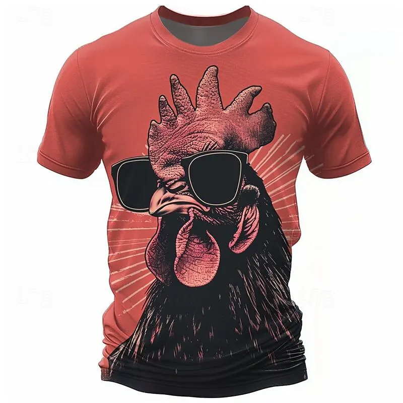 

Summer 3D Cockfighting Print T Shirts For Men Hip Hop Fashion Breathable Tops Casual ​O-Neck Short Sleeve Tees Oversized T-shirt