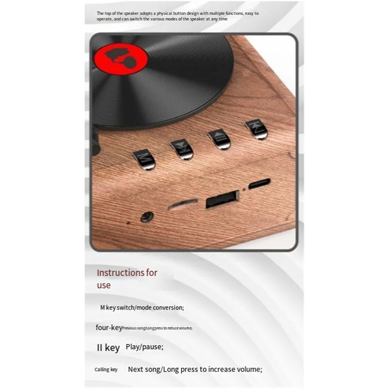 Speaker Retro Kotak Suara Subwoofer Speaker Bluetooth Portabel untuk Pemutar Rumah Luar Ruangan Kantor Putih Tahan Lama Mudah Digunakan